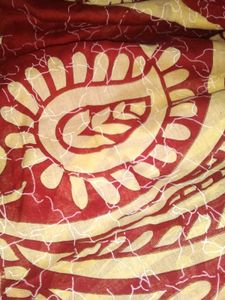 Womens Red Soft Cotton Saree.