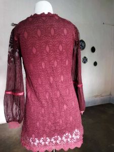 Maroon Lace Mini Dress