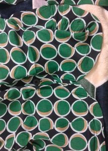 Retro Green Circle Print Blouse