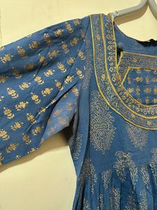 Full Flair Blue Printed Kurtha