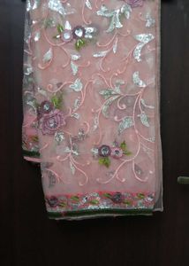 Elegant Peach Floral Saree