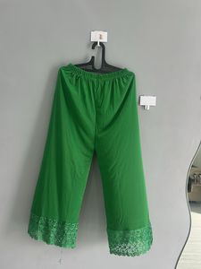 Green Lace Trim Palazzos (Upto xL, Stretchable)
