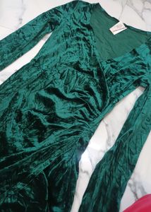 Emerald Velvet Wrap Dress