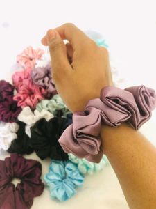 Silk Satin Scrunchies Set Of 12
