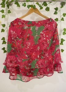 Floral Ruffle Mini Skirt