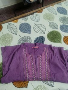 Purple Embroidered Kurta