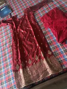 Maroon Kurta  Banarasi Suit