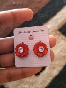 Red Flower Earrings