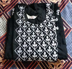 Women black Embroidery Kurti