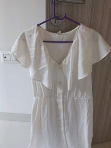 White Dress with Ruffle Detail