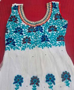 Beutiful Embroidered White Anarkali