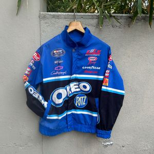 Blue NASCAR-style racing jacket