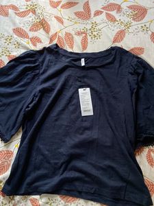 Blue Round Neck Top