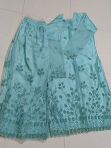 Elegant Aqua Embroidered Kurti