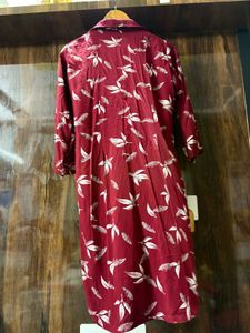 Red Leaf Print Co-ord Set - Tunic &amp; Pants