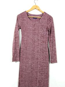 DNMX Maroon Printed Long Dress (Women)