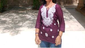 Purple Embroidered Kurta