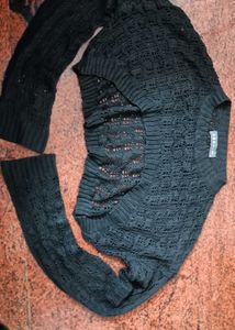 Black Crochet Knit shoulder top