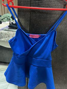 Boohoo Blue Peplum Cami Top