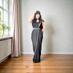 Elegant Black Saree with Embellishments