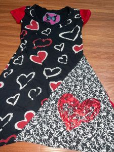 Heart Print y2k it girl long too or mini Dress