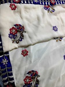 White Embroidery Saree