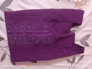 Purple Embroidered Popcorn Kurthi