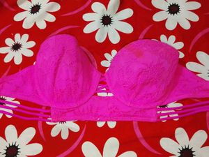 Pink Lace Strapless Bra Top