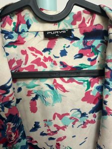 Floral Print Open Front Coat