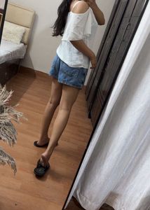 White Cold Shoulder Top