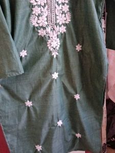Green Embroidered Kurta