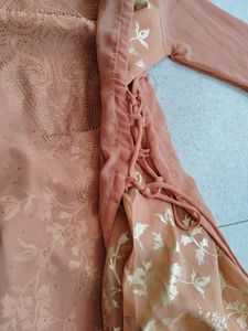 Women Layered Side Lace Flared Gown