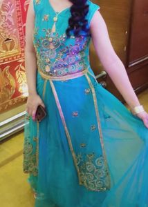 Teal Embroidered Anarkali Dress