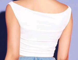 White Cowl Neck Tank Top