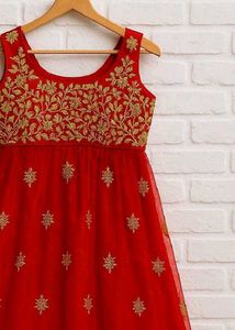 Red Embroidered Girls Dress