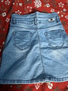 Combo Short Denim Skirt With T-shirt Gift