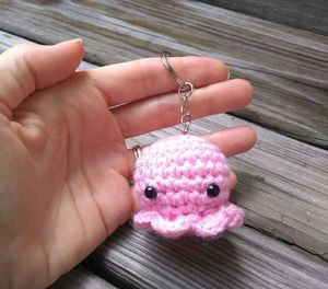 Cute Handmade Crocheted Octopus Keychain