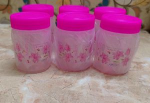 Pink Floral Jars (Set of 6)