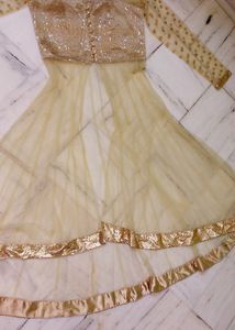 Golden Squnce Net Frock