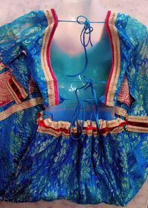 Elegant Blue Floral Anarkali