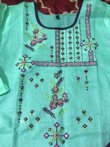 Embroidered Mint Green &amp; Purple Salwar Kameez