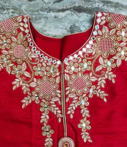 Red Kurta With Beautiful Embroidery