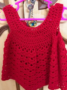 Red Hand-Knitted Top