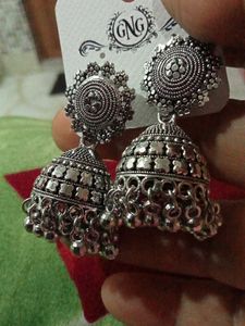 silver oxidised earrings
