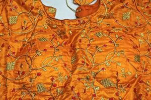Embroidered Orange Blouse