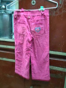Pink Embellished Corduroy Pants