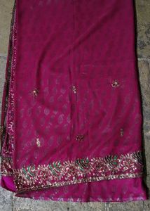 Dark Pink Saree with Blouse