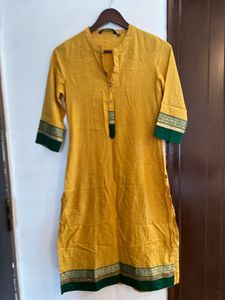 Yellow & Green Trim Kurti