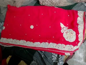 Heavy Moti Work Saree With Blouse