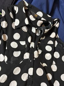 Polka Dot Sleeveless Blouse